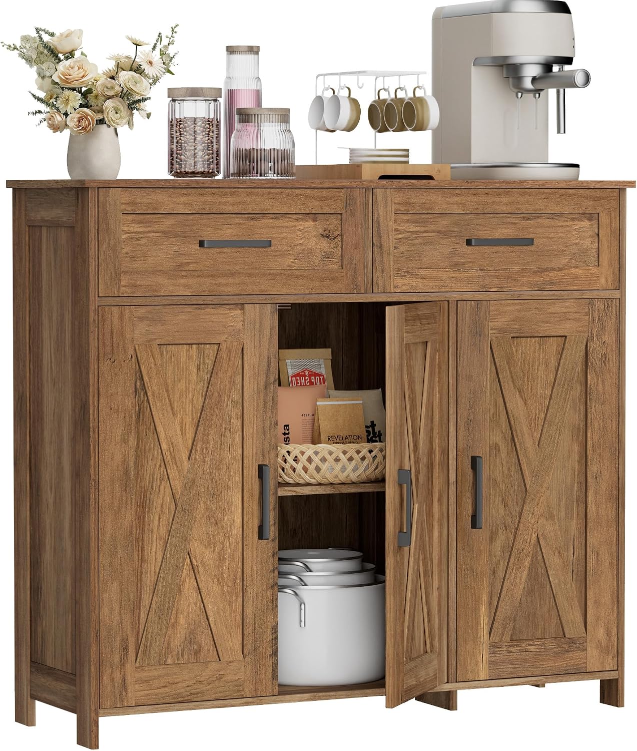 Rustic Walnut Storage Sideboard