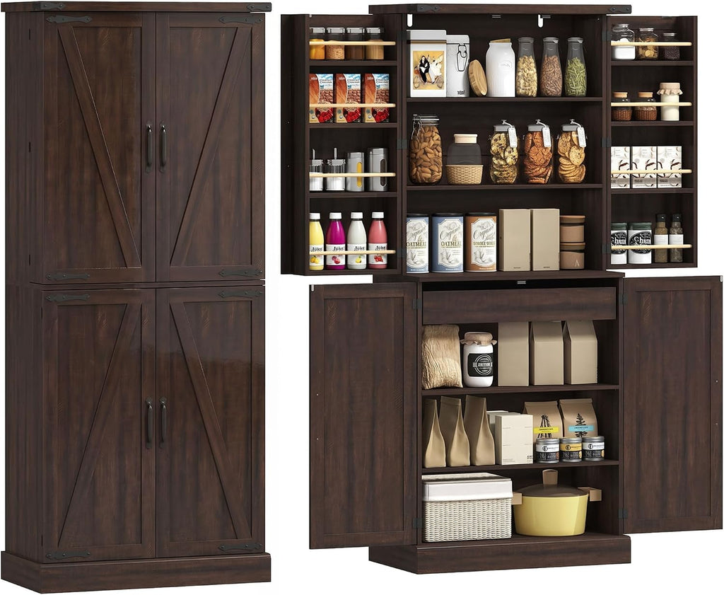 Distressed Brown Farmhouse Pantry Cabinet