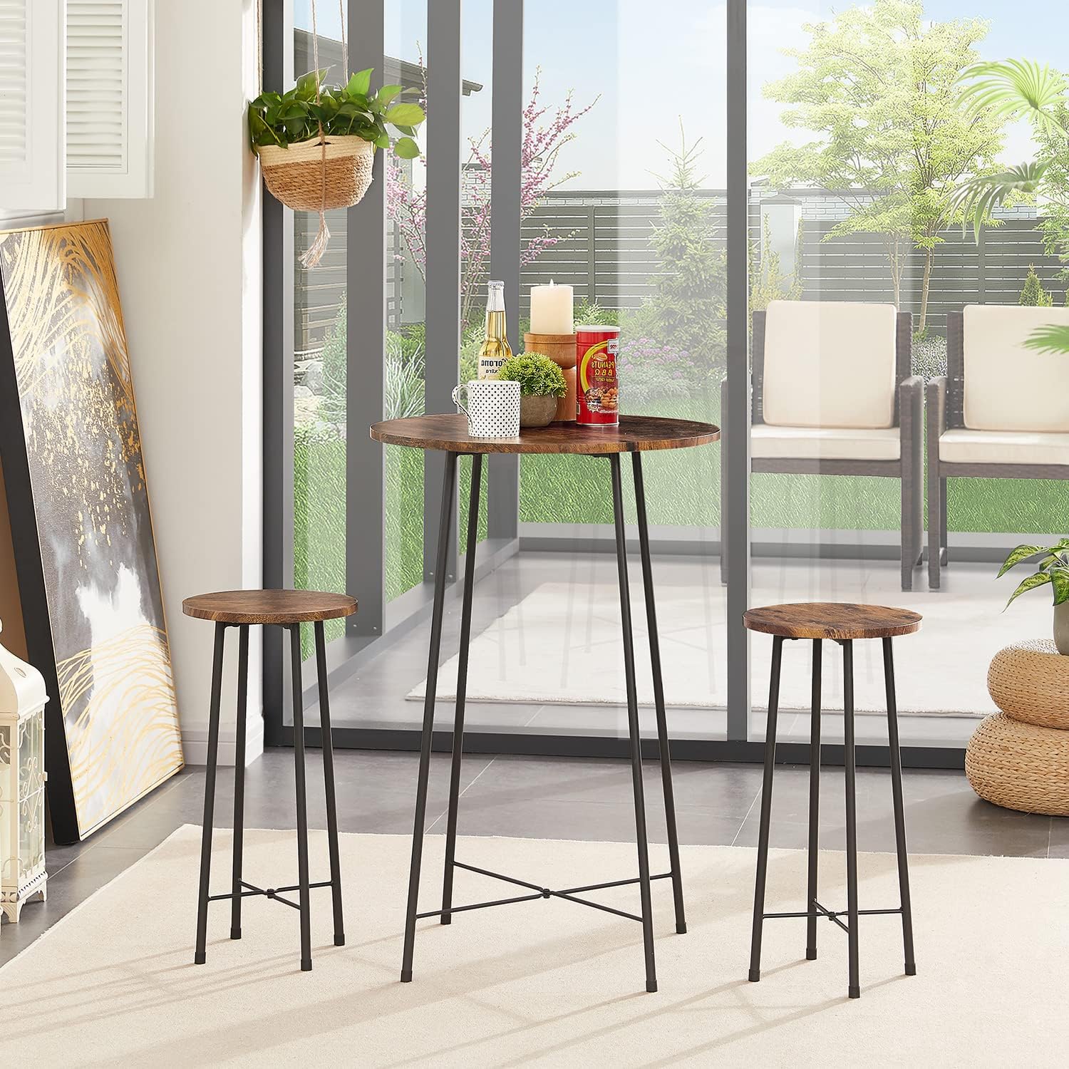 Brown 3-Piece Pub Table Set