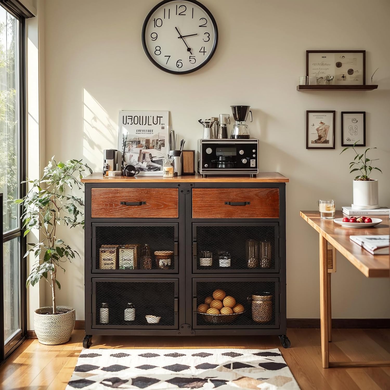 Vintage Rolling Storage Sideboard