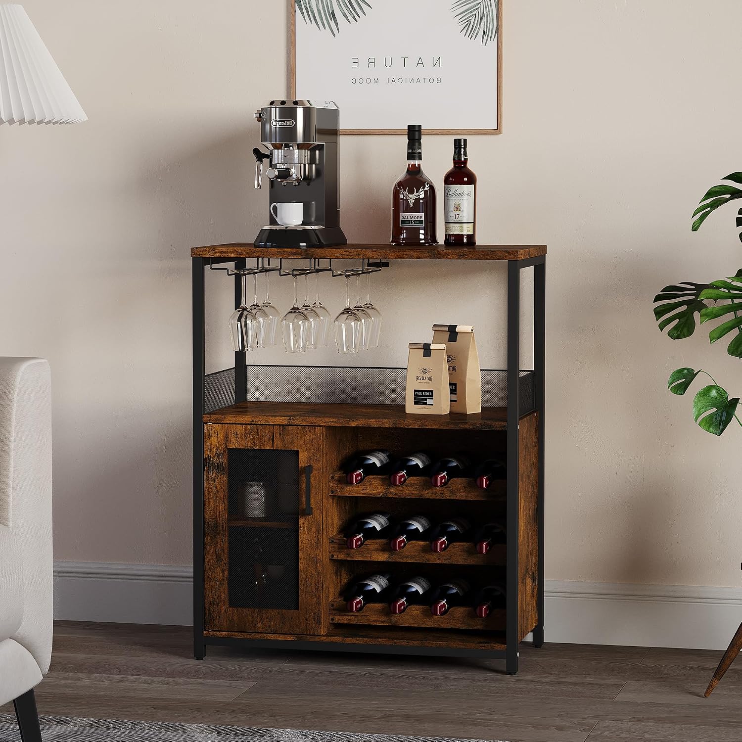 Brown Tiered Wine Storage Cabinet