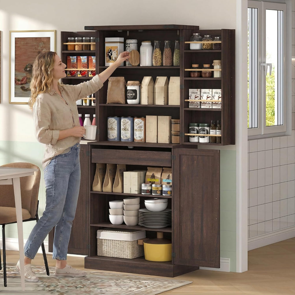 Distressed Brown Farmhouse Pantry Cabinet