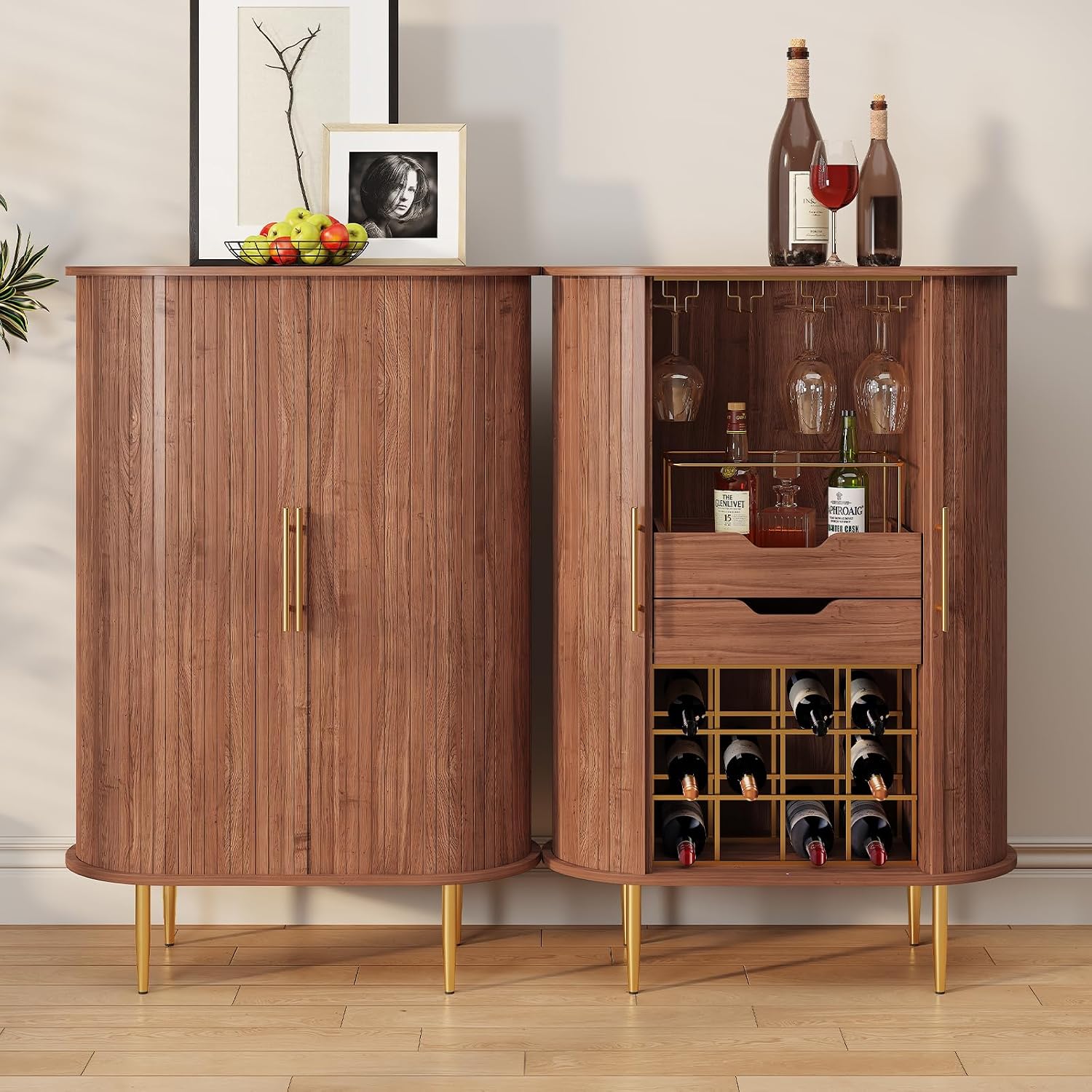 Walnut Multi-functional Wine Cabinet