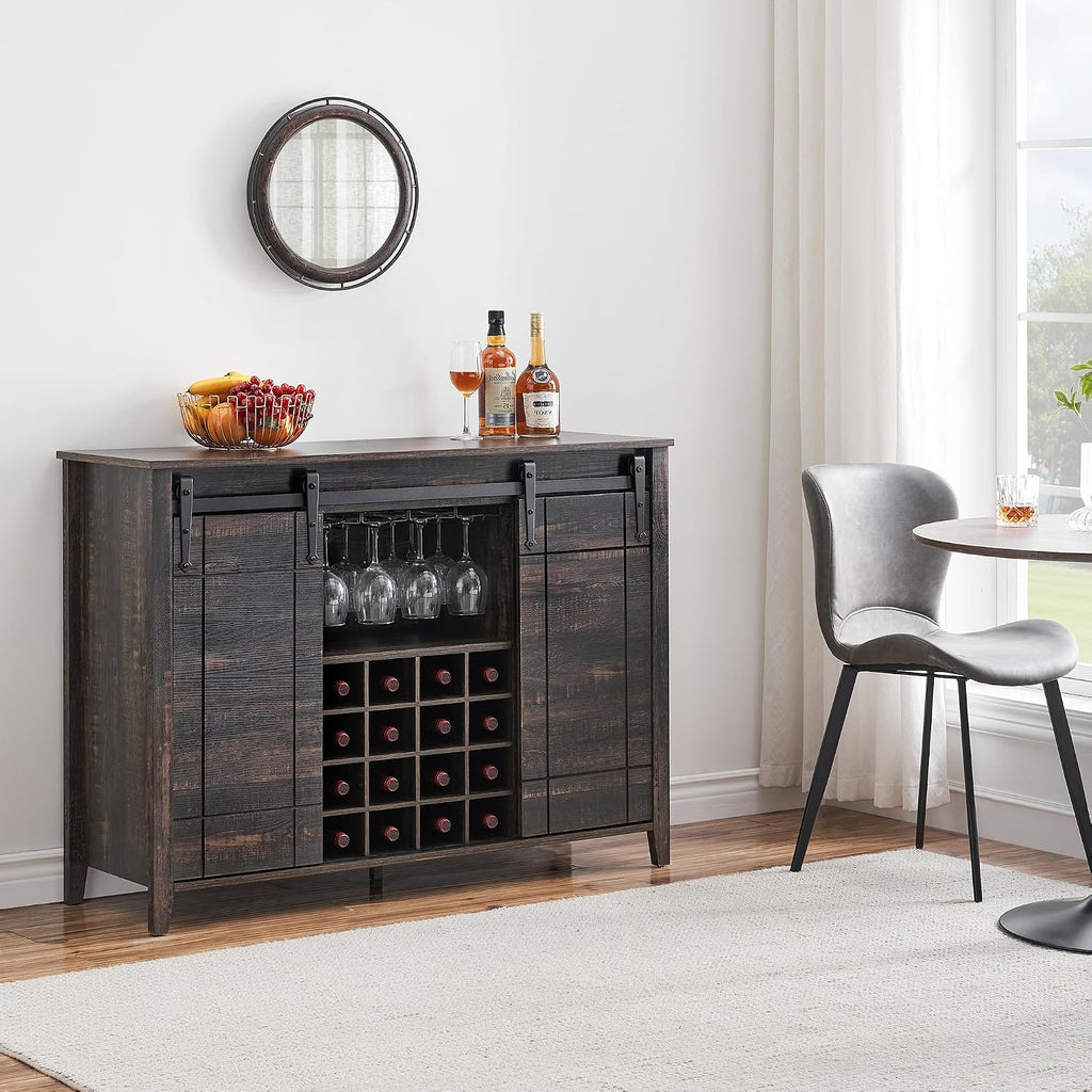 Dark Oak Farmhouse Wine Cabinet