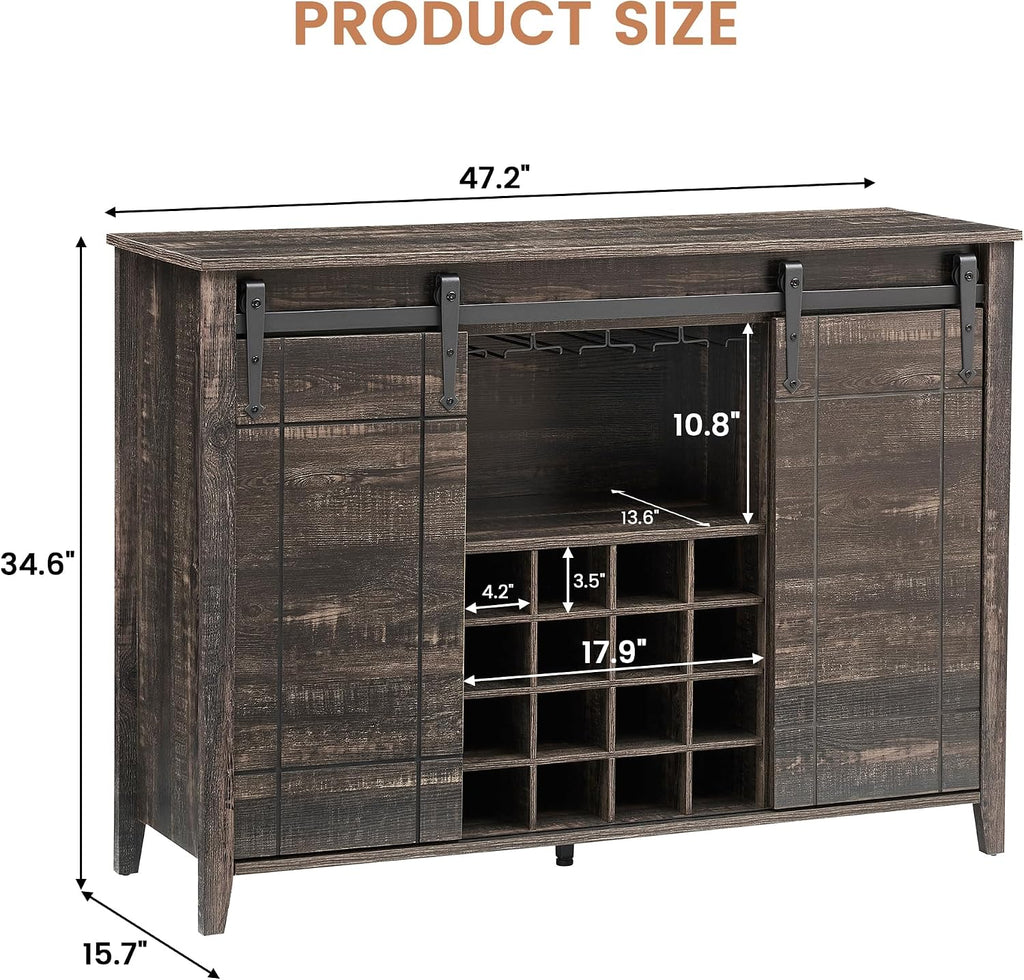 Dark Oak Farmhouse Wine Cabinet