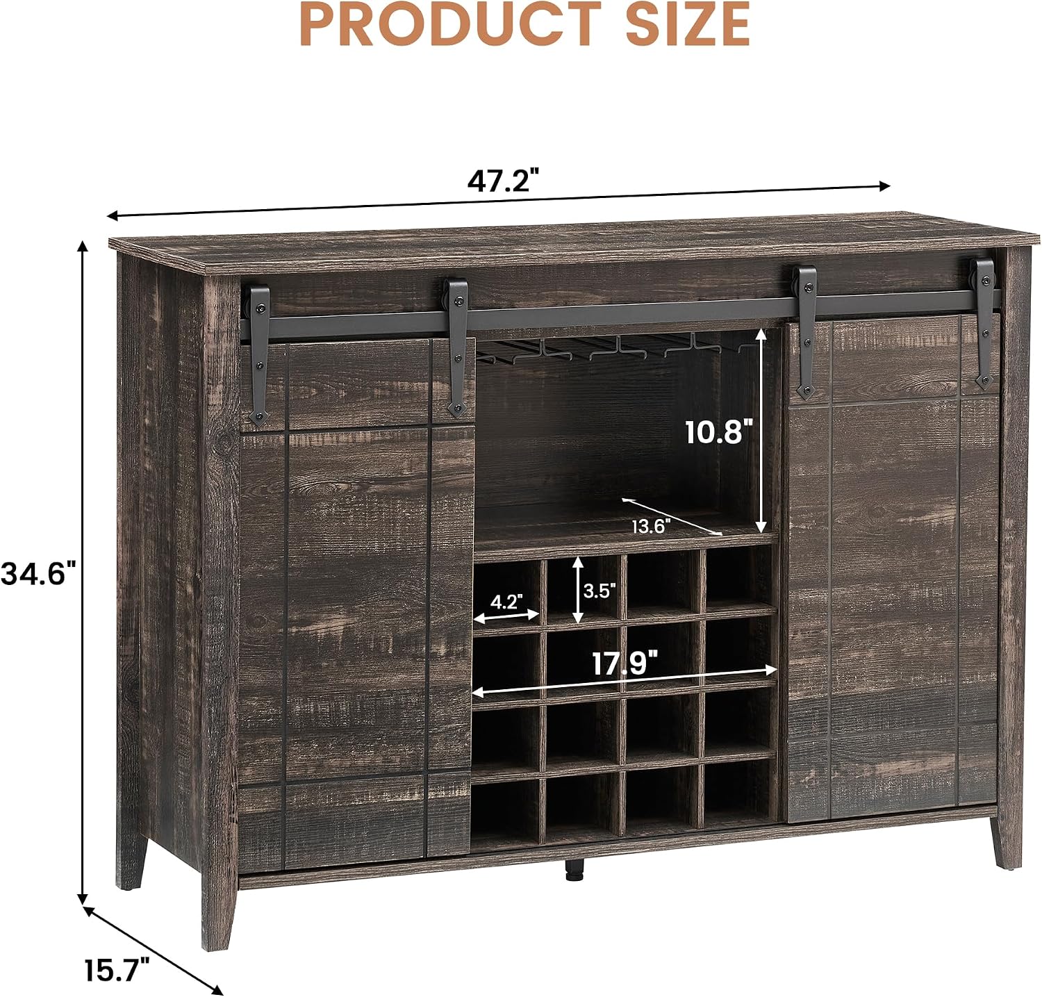 Dark Oak Farmhouse Wine Cabinet