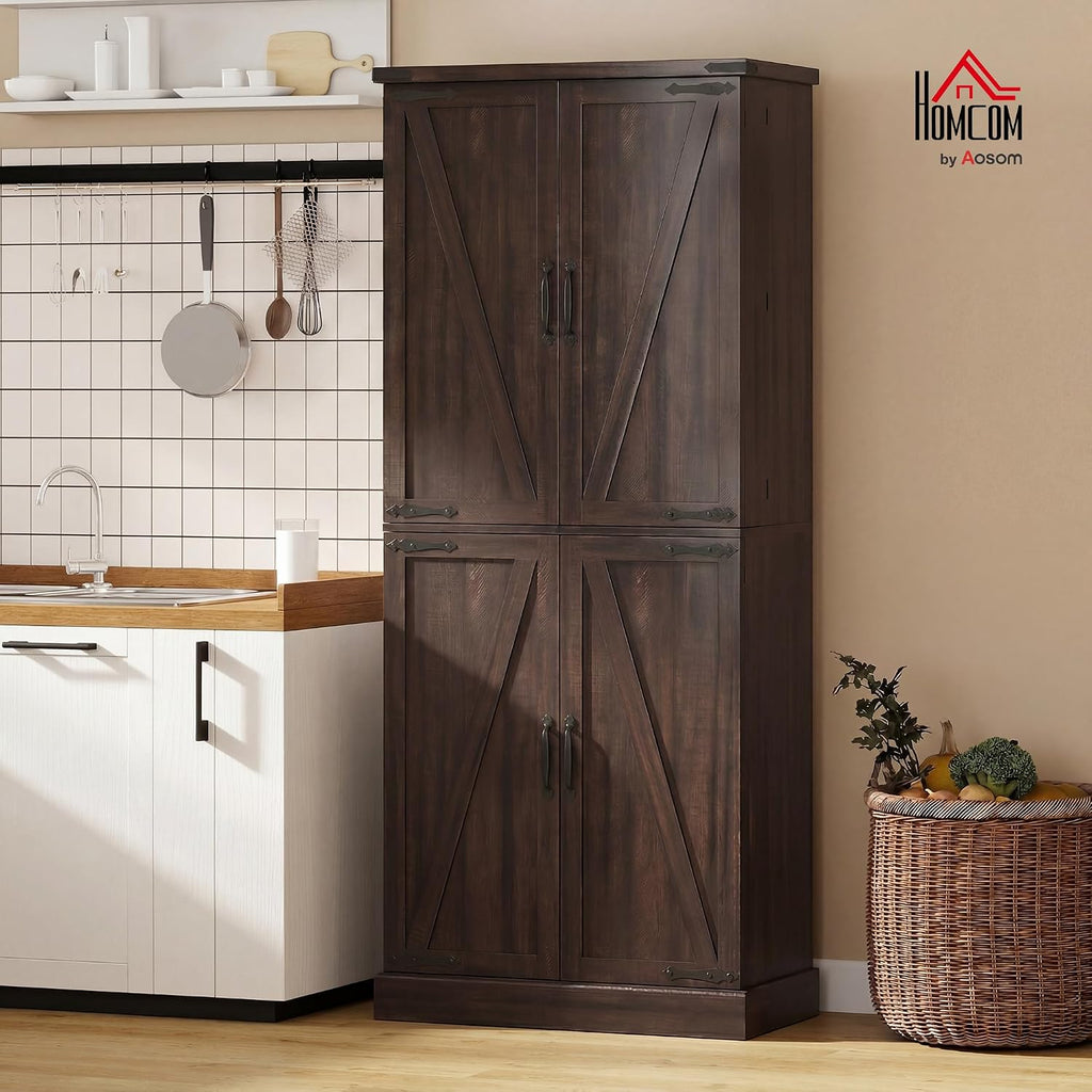 Distressed Brown Farmhouse Pantry Cabinet
