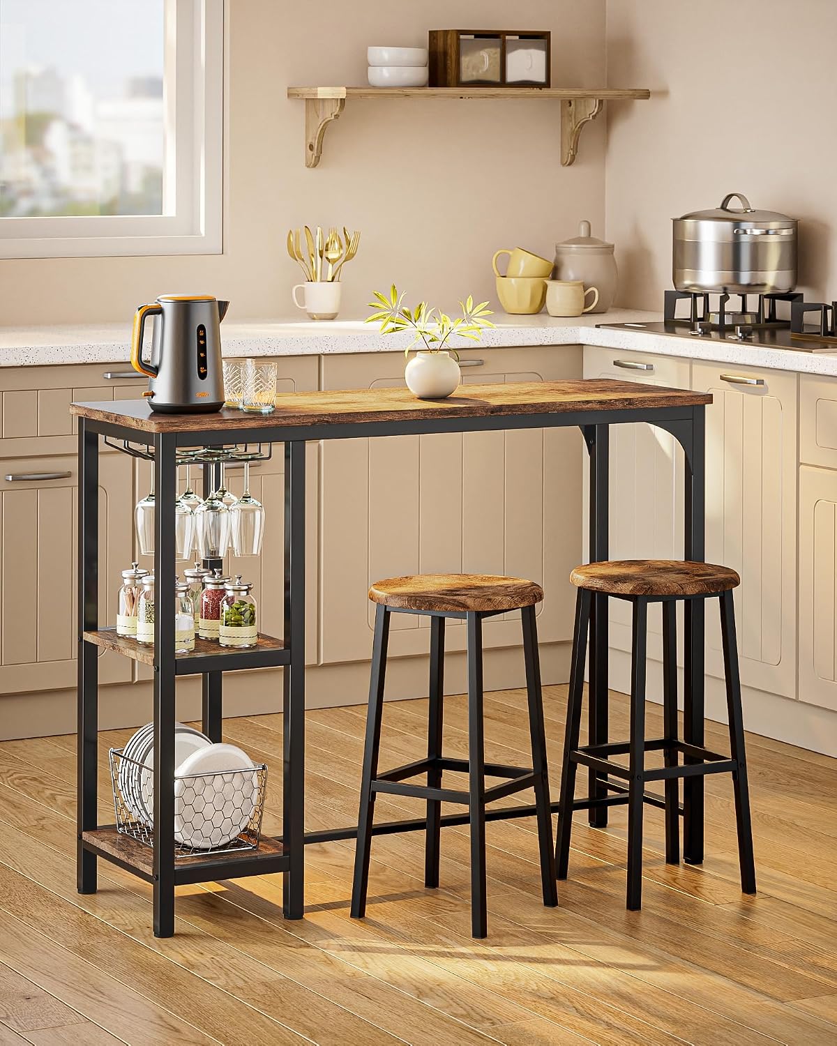 Storage Bar Table Chair 3-Piece Set