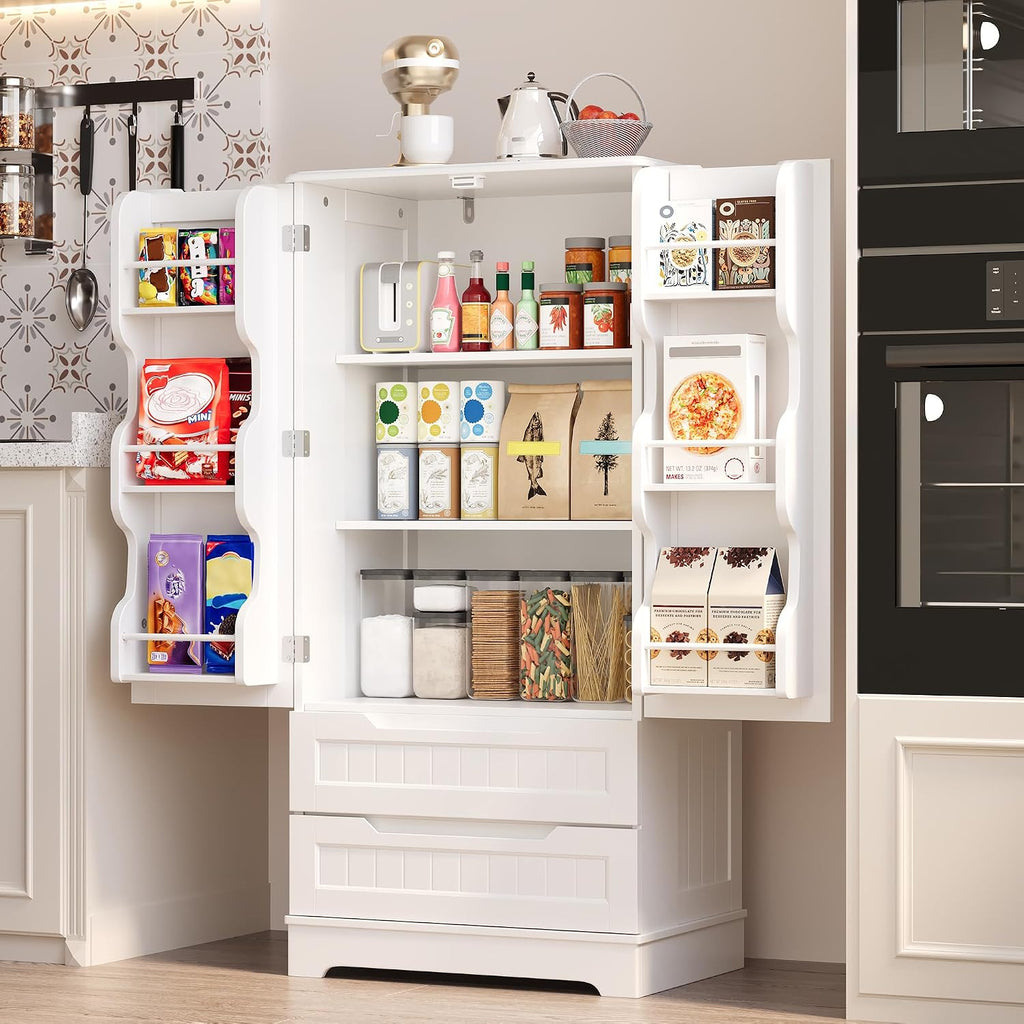 White Pantry Cabinet With Drawers
