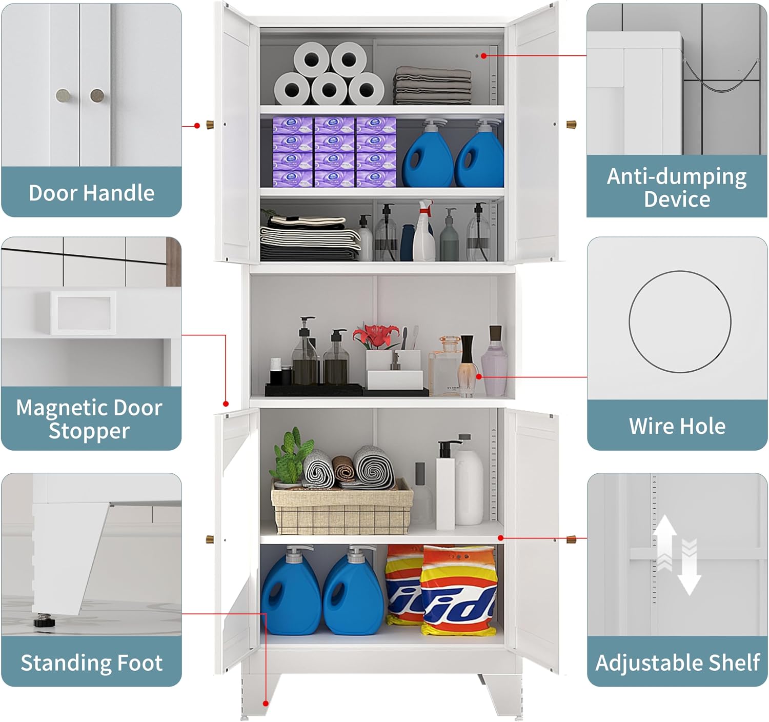 White Metal Microwave Storage Cabinet