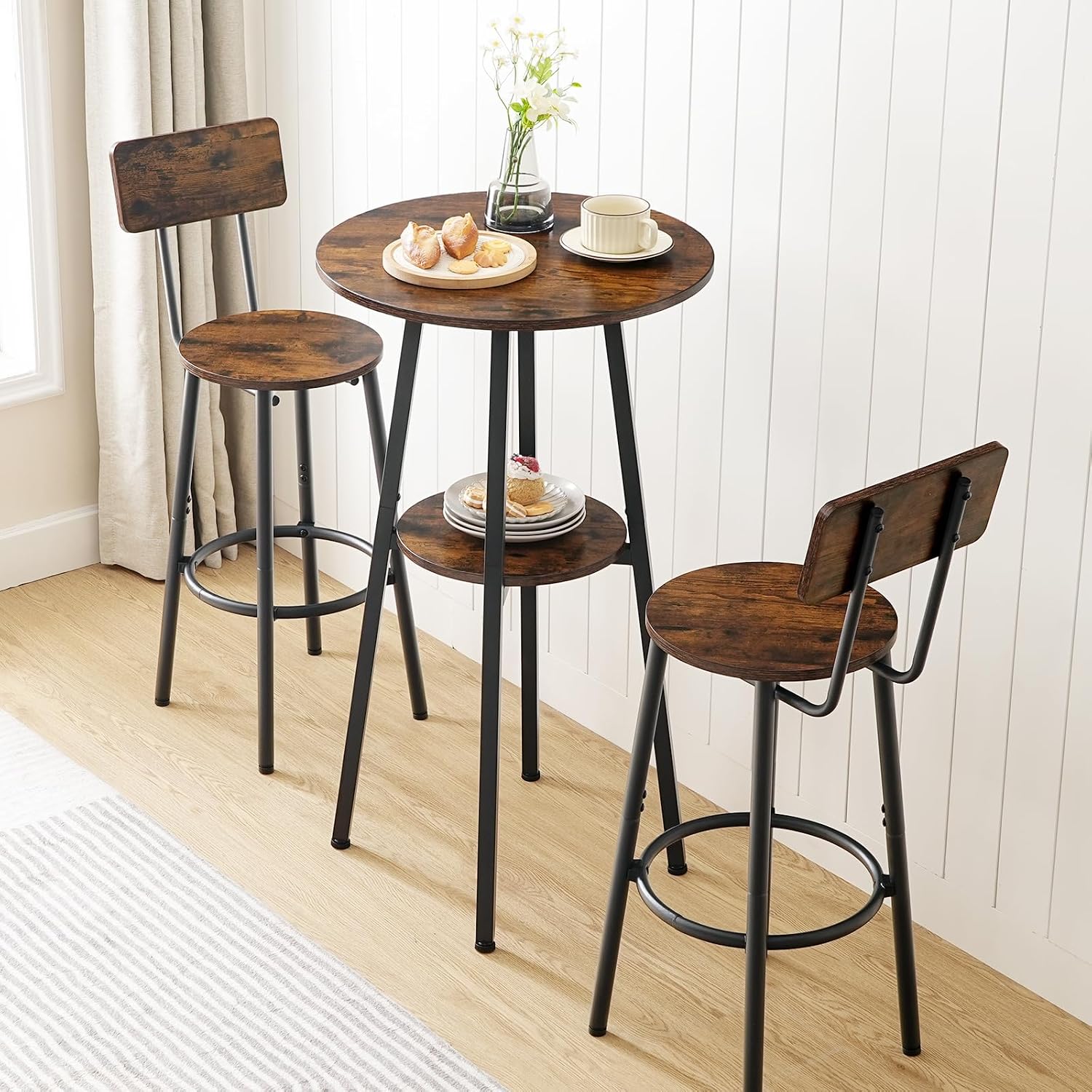 Rustic Round Bar Dining Set