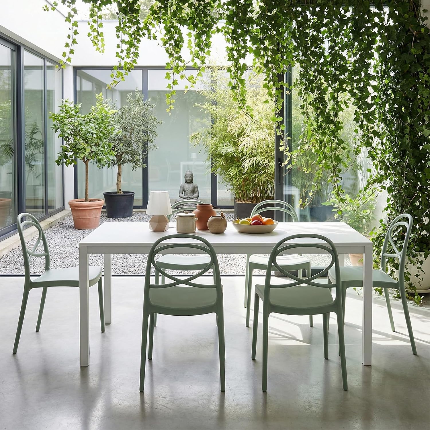 Green X-Back Stackable Chairs
