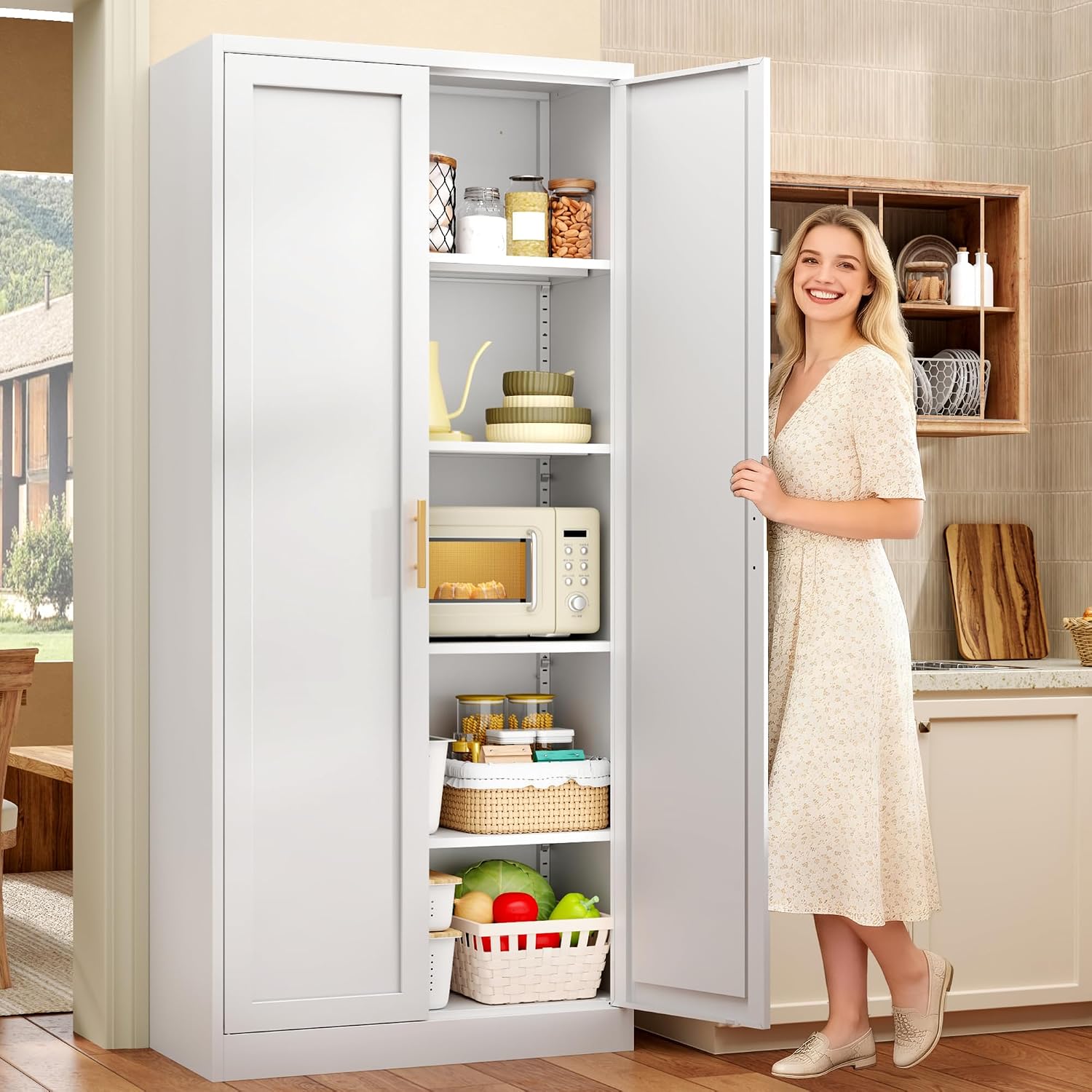 Tall White Metal Storage Cabinet