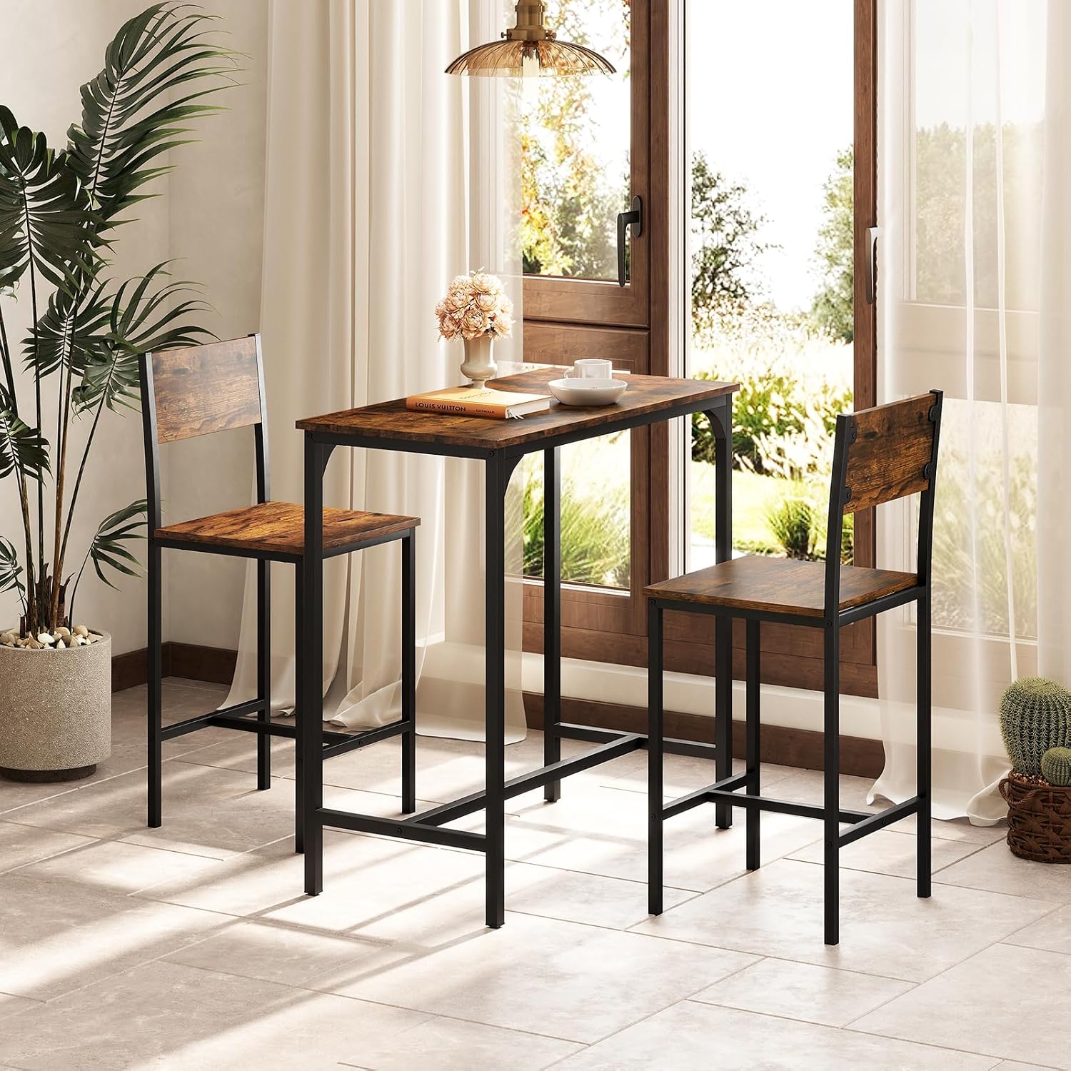 Brown 3-Piece Dining Table Set