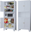 White Metal Microwave Storage Cabinet