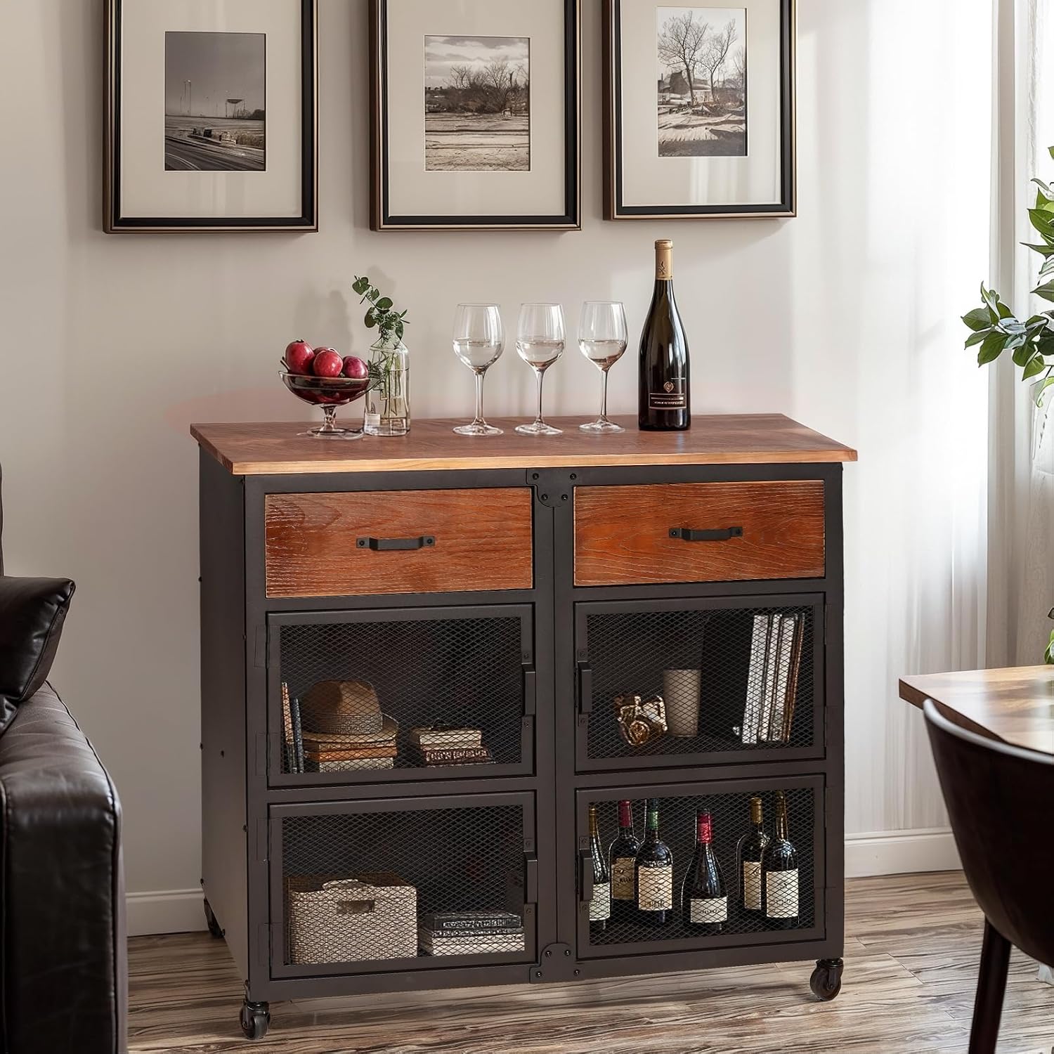 Vintage Rolling Storage Sideboard
