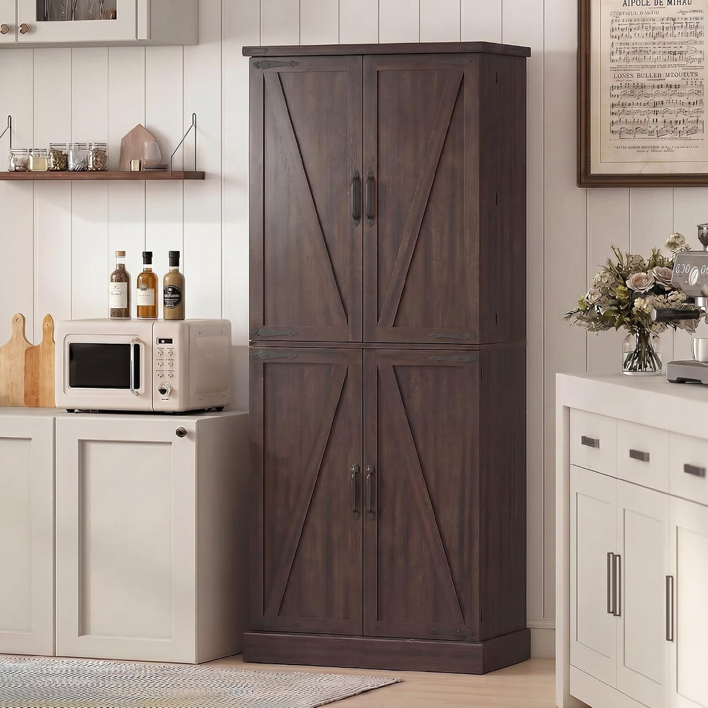 Distressed Brown Farmhouse Pantry Cabinet