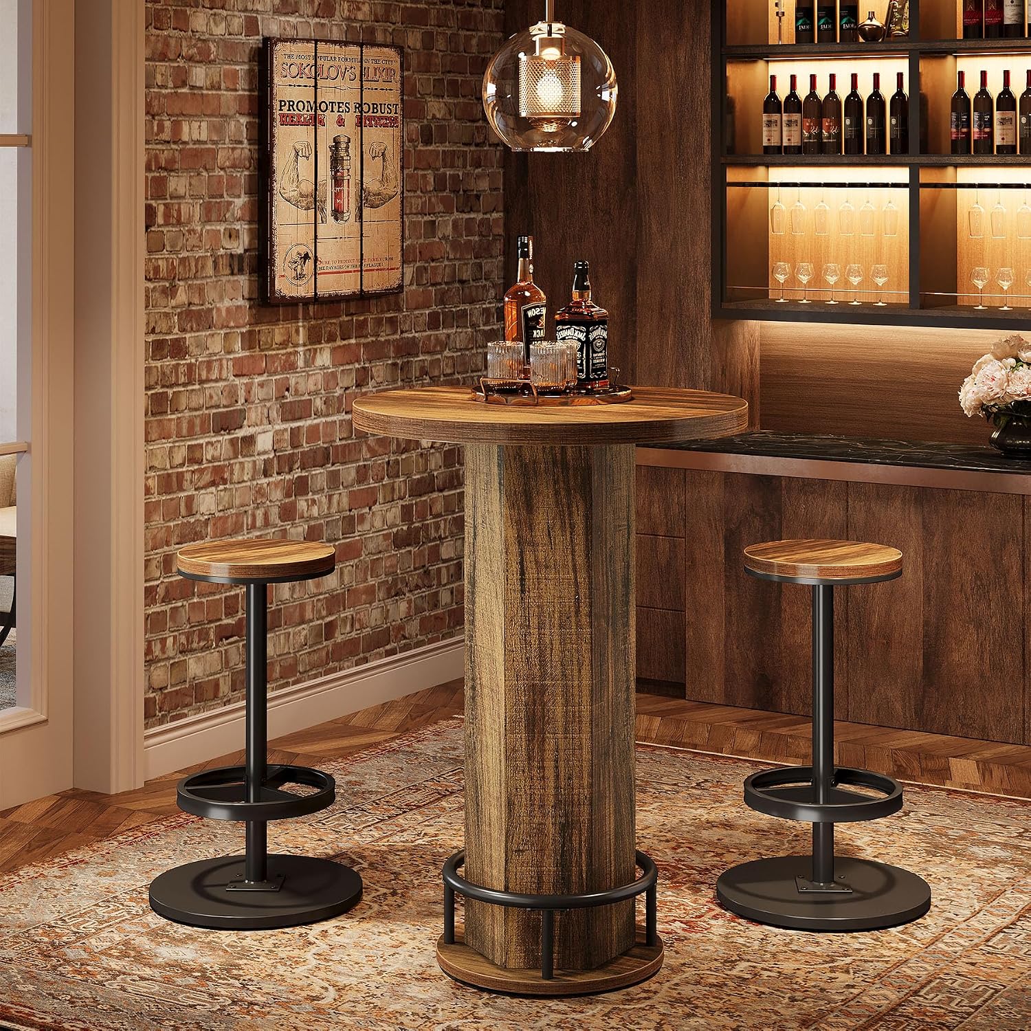 Industrial Round Bistro Table Set