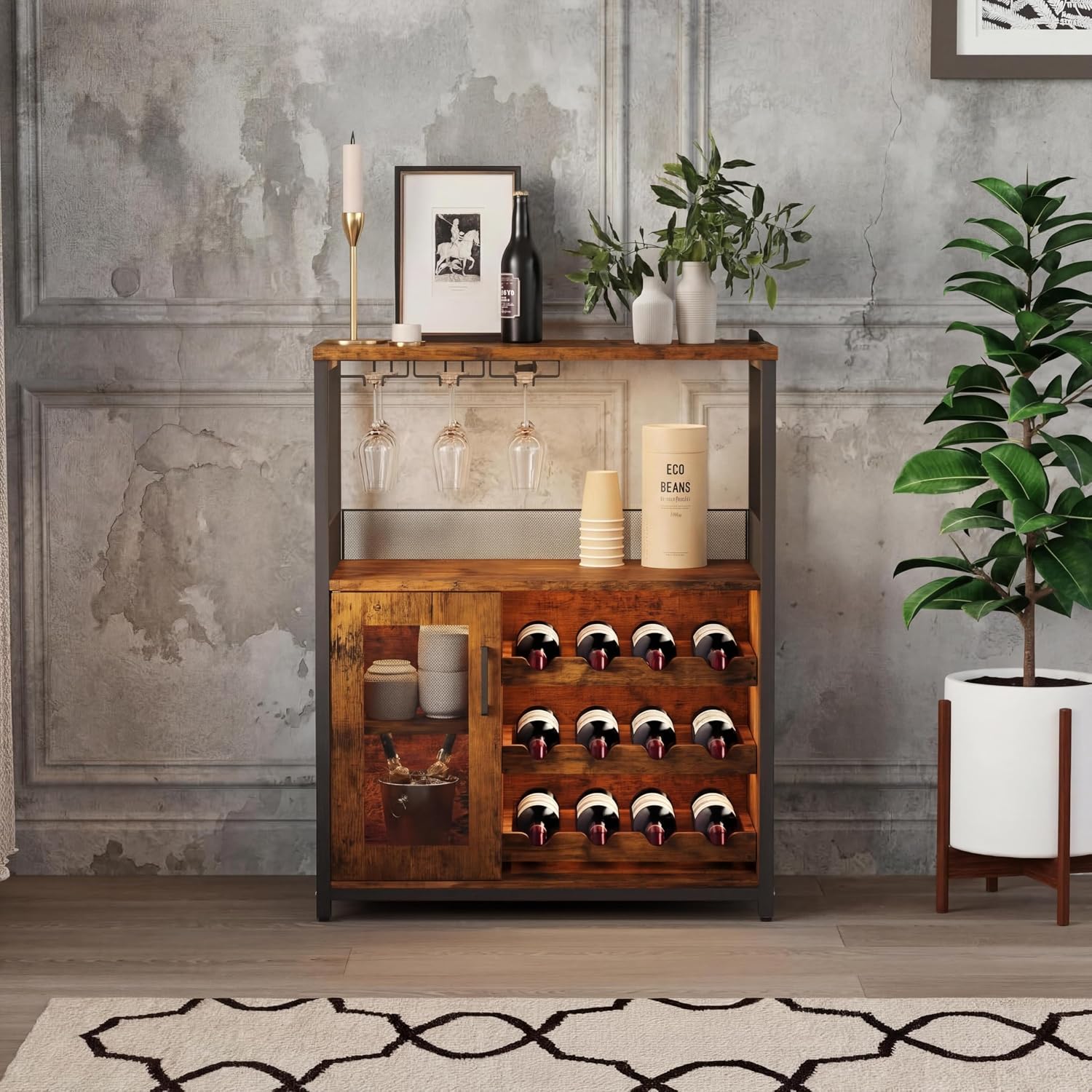 Brown Tiered Wine Storage Cabinet