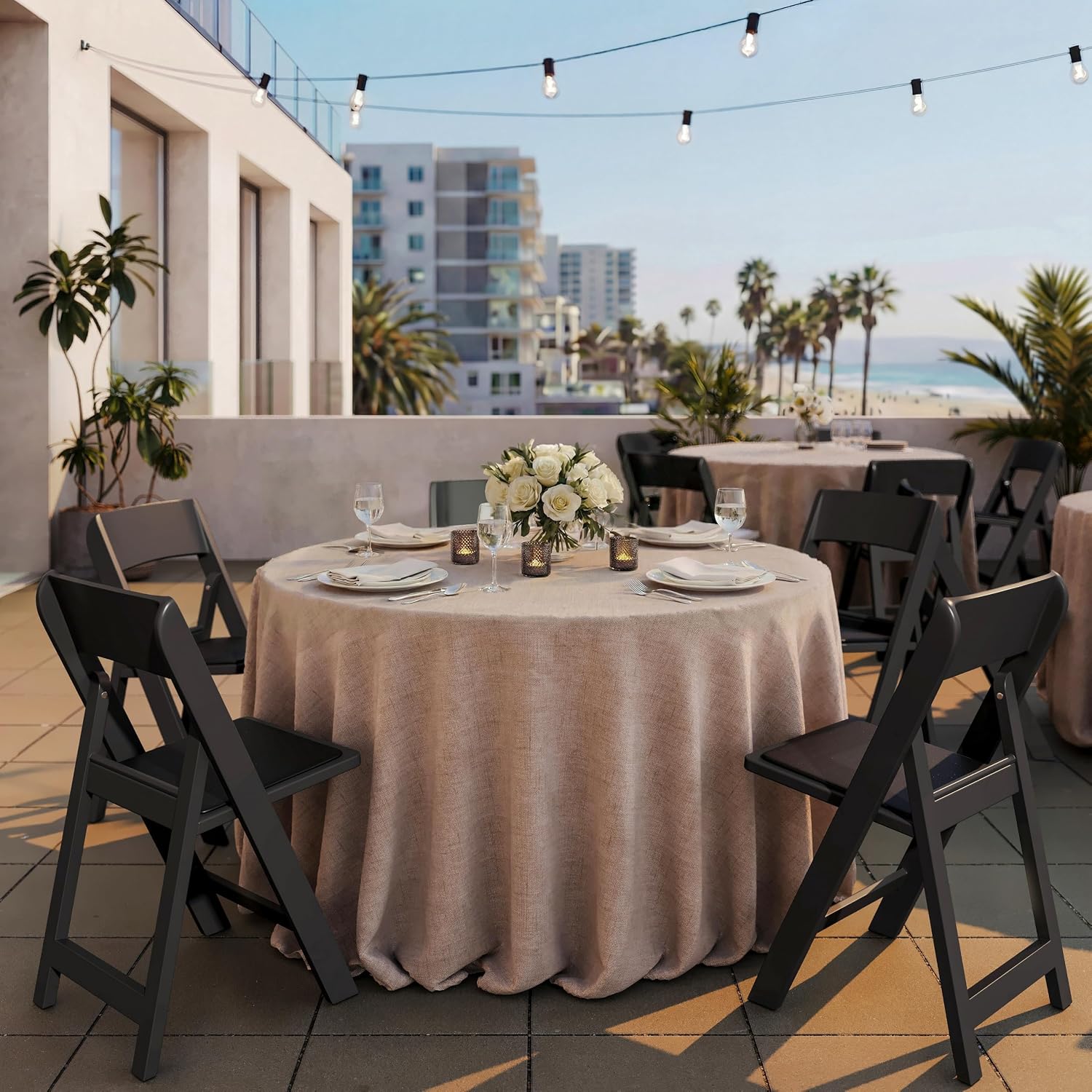 Black Padded Resin Folding Chairs