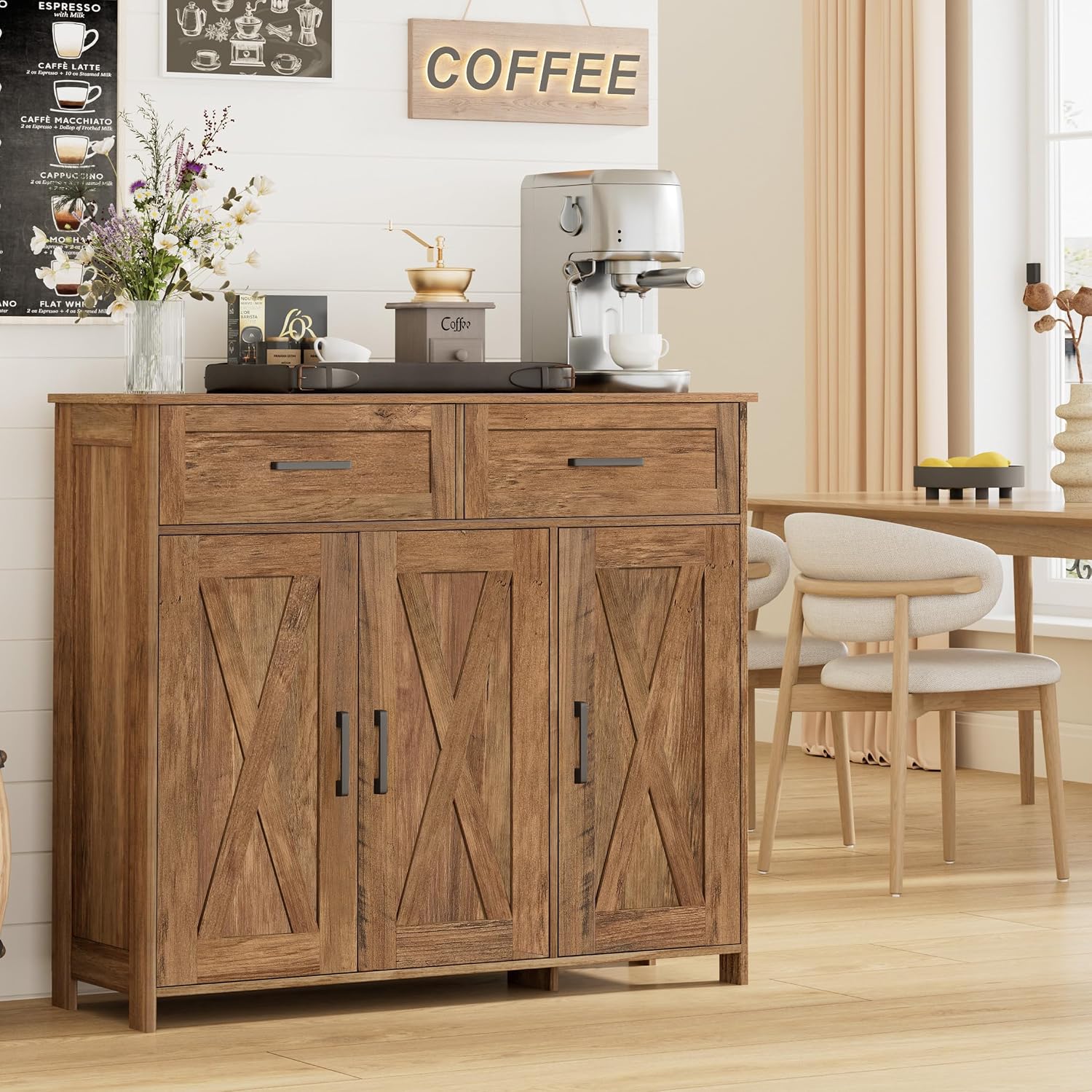 Rustic Walnut Storage Sideboard