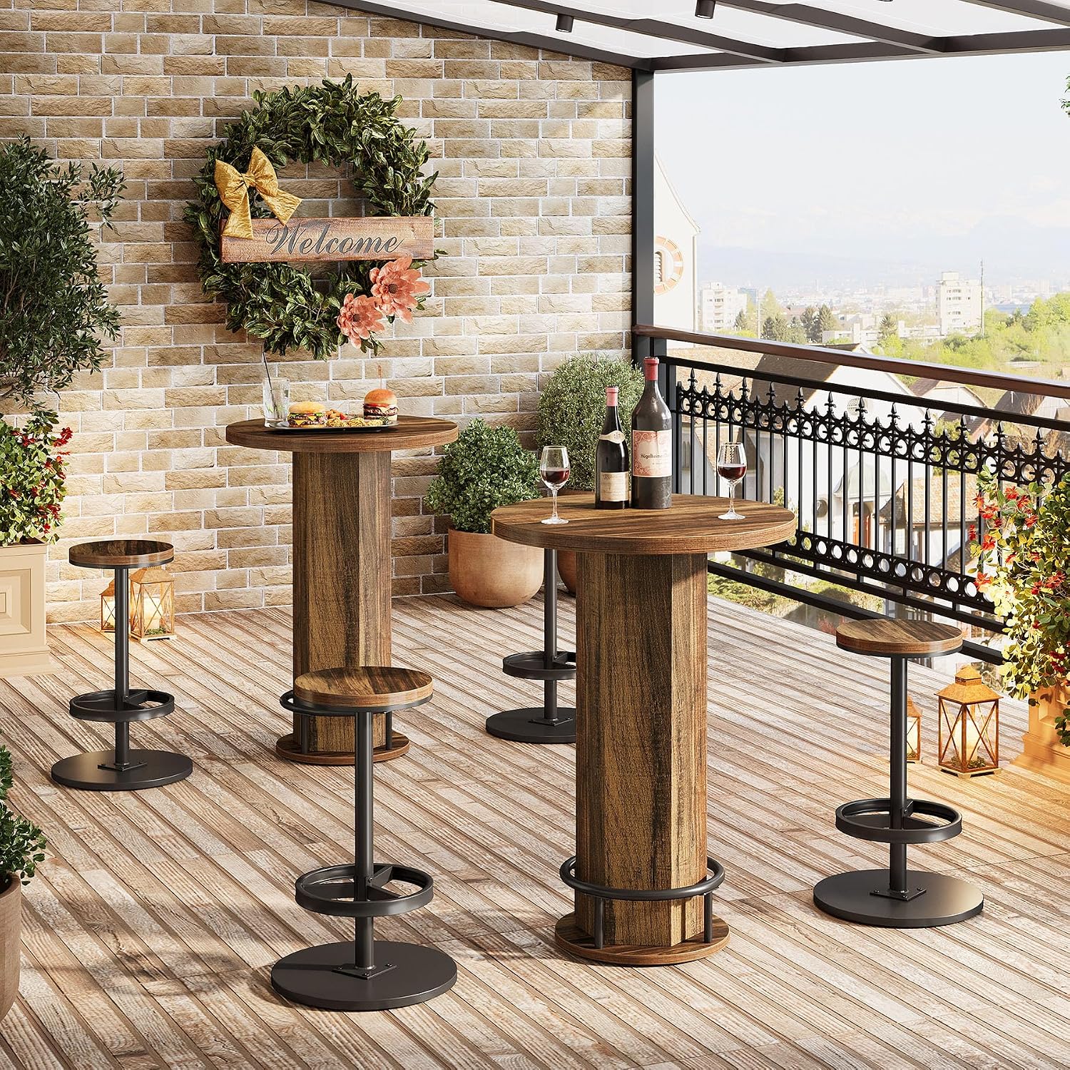 Industrial Round Bistro Table Set